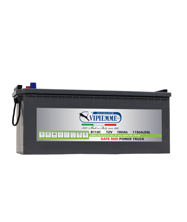 Batería Vipiemme SHD Anti vibración + energía de a bordo 180Ah +IZQ. Superior