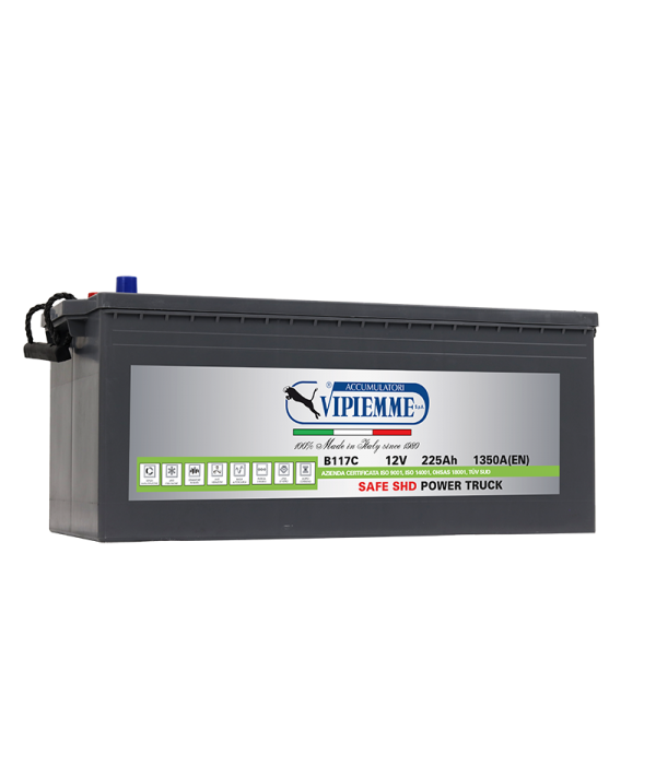 Batería Vipiemme SHD Anti vibración + energía de a bordo 225Ah +IZQ. Superior
